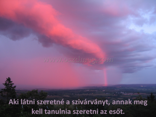 Aki látni szeretné a
 
Aki látni szeretné a szivárványt, annak meg kell tanulnia szeretni az esőt.