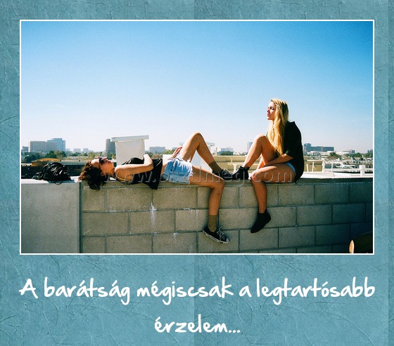 A barátság
 
A barátság mégiscsak a legtartósabb érzelem...