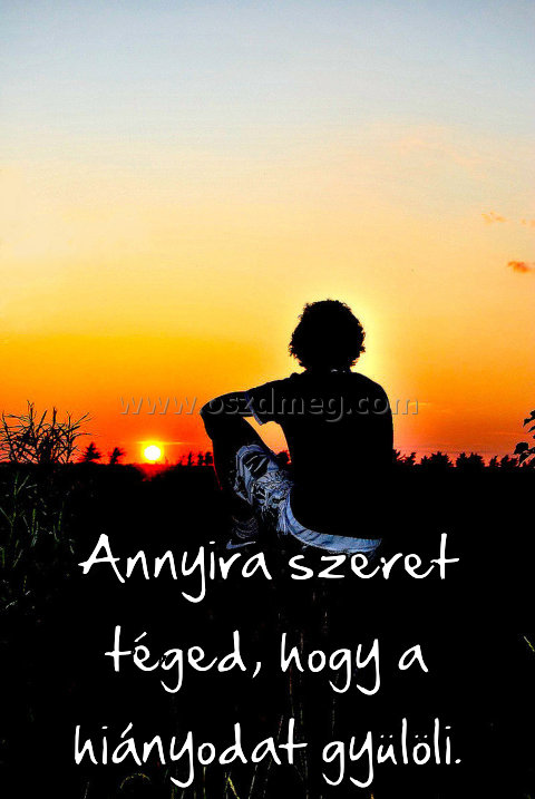 Annyira szeret téged Annyira szeret téged
Annyira szeret téged, hogy a hiányodat gyülöli.