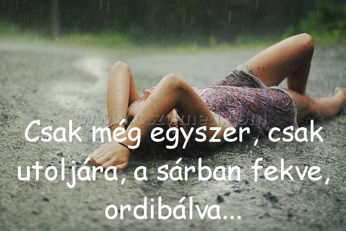 Csak még egyszer
 
Csak még egyszer, csak utoljára, a sárban fekve, ordibálva...