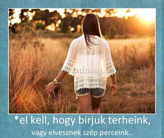 *el kell, hogy bírjuk terheink,
 
vagy elvesznek szép perceink..