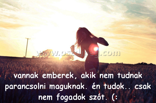 vannak emberek
 
vannak emberek, akik nem tudnak parancsolni maguknak. én tudok.. csak nem fogadok szót. (: