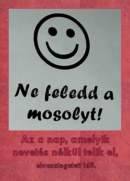 Az a nap, amelyik nevetés nélkül telik el, Az a nap, amelyik nevetés nélkül telik el,
elvesztegetett idő.