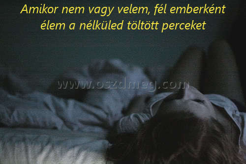 Amikor nem vagy velem
 
Amikor nem vagy velem, fél emberként élem a nélküled töltött perceket