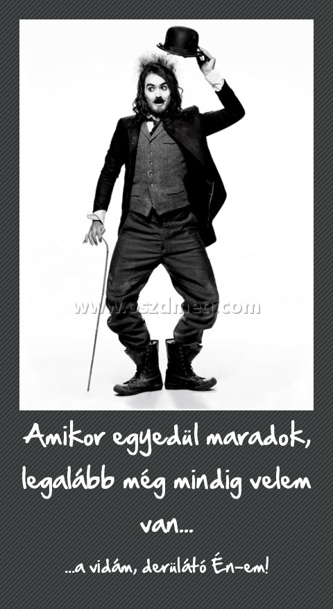 Amikor egyedül maradok, legalább még mindig velem van...
 
...a vidám, derülátó Én-em!